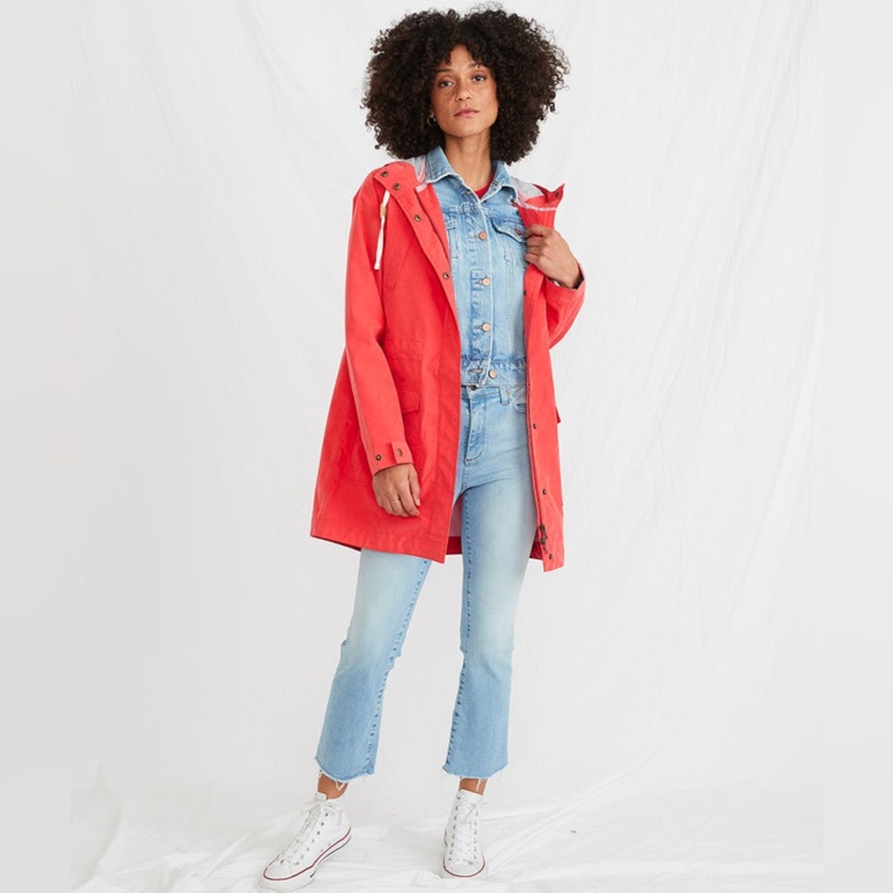 Marine Layer Coral Hooded Trench Coat